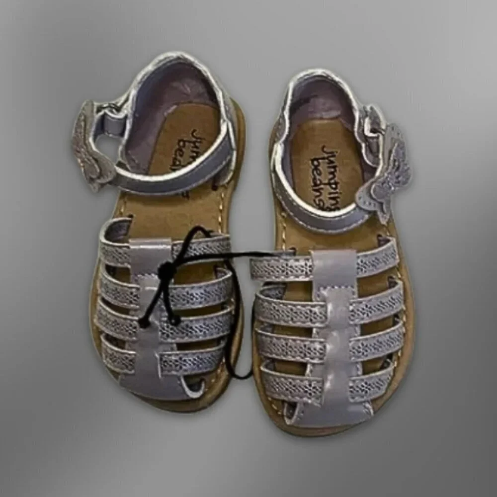 Jumping Beans Toddler Sandals Secure Strap Butterfly Detail Purple Girl 5T NWT